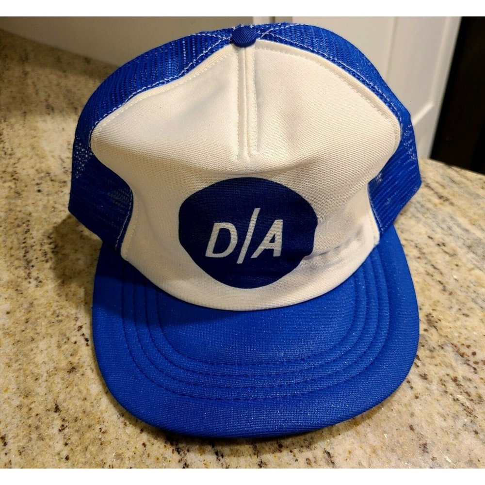 Vtg D/A Snapback Mesh Hat Cap Blue White. Dumb Ass or District Attorney
